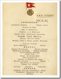 menu titanic