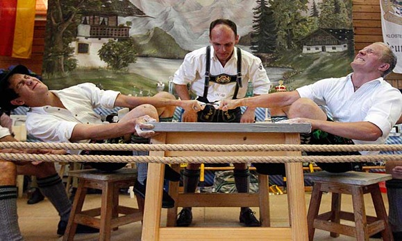 APTOPIX Germany Finger Wrestling