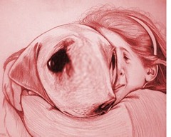 flickan och hennes hund