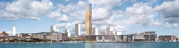 El edificio más alto de Escandinavia en la isla de Hisingen - Visionsskiss- Okidoki Arkitekter