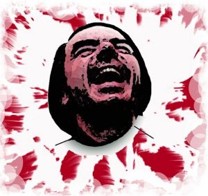 Vector illustration of a bloody grunge frame with splatters and gunshot holes.